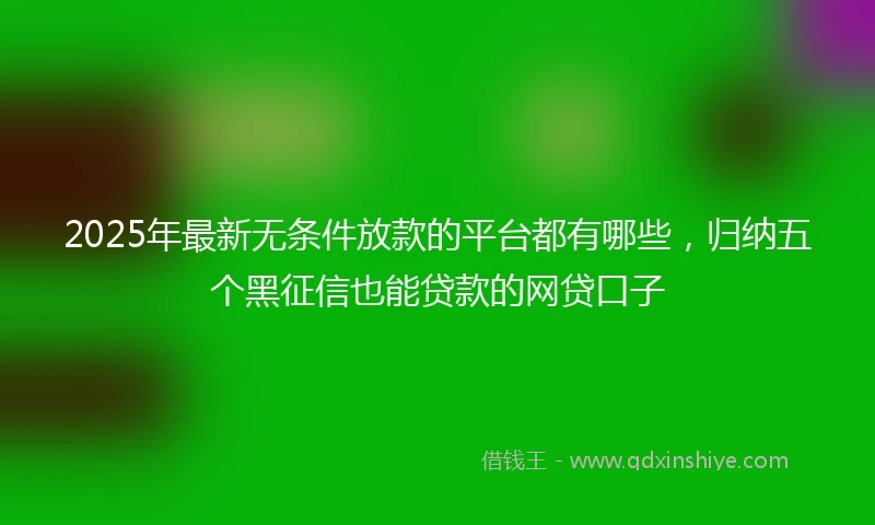 2025年最新无条件放款的平台都有哪些，归纳五个黑征信也能贷款的网贷口子