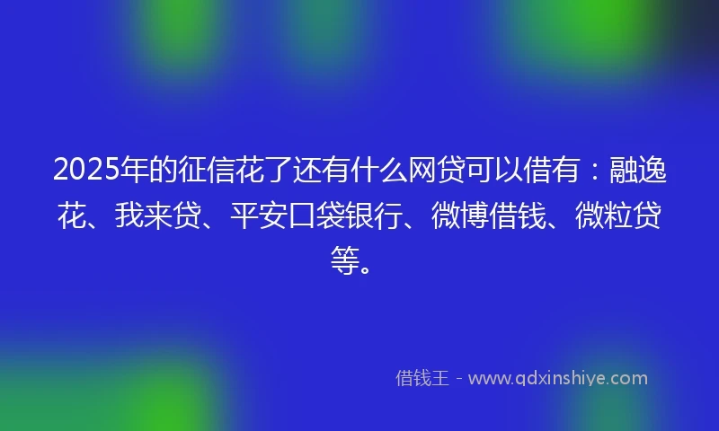 2025年的征信花了还有什么网贷可以借有：融逸花、我来贷、平安口袋银行、微博借钱、微粒贷等。