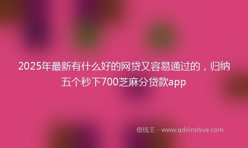 2025年最新有什么好的网贷又容易通过的，归纳五个秒下700芝麻分贷款app