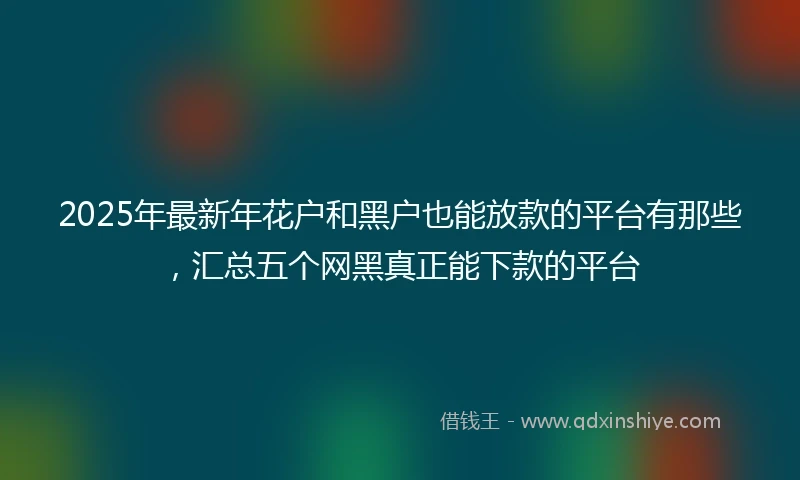 2025年最新年花户和黑户也能放款的平台有那些，汇总五个网黑真正能下款的平台
