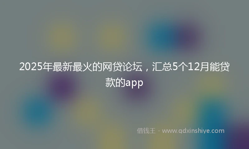 2025年最新最火的网贷论坛，汇总5个12月能贷款的app