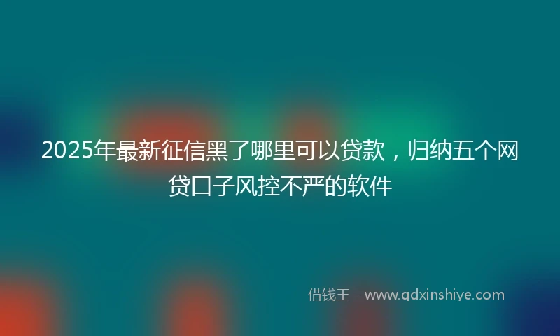 2025年最新征信黑了哪里可以贷款，归纳五个网贷口子风控不严的软件