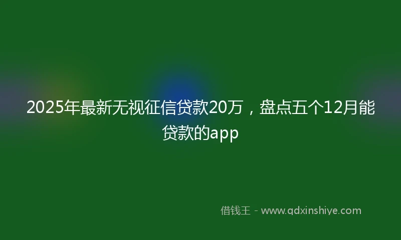 2025年最新无视征信贷款20万，盘点五个12月能贷款的app