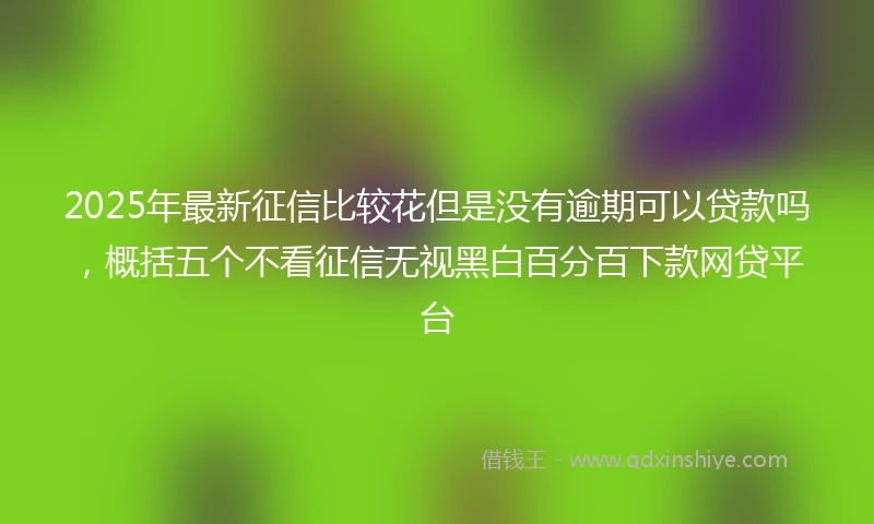 2025年最新征信比较花但是没有逾期可以贷款吗,概括五个不看征信无视黑白百分百下款网贷平台