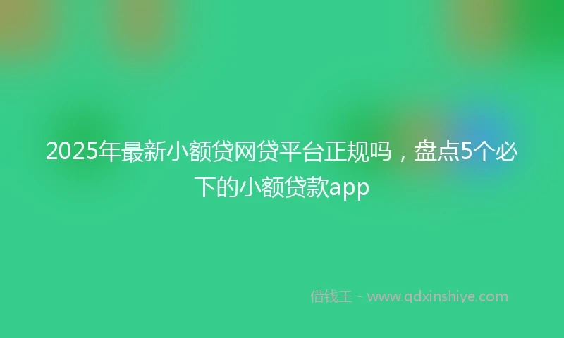 2025年最新小额贷网贷平台正规吗，盘点5个必下的小额贷款app