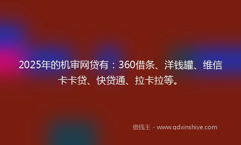 2025年的机审网贷有：360借条、洋钱罐、维信卡卡贷、快贷通、拉卡拉等。