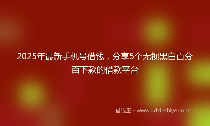 2025年最新手机号借钱，分享5个无视黑白百分百下款的借款平台