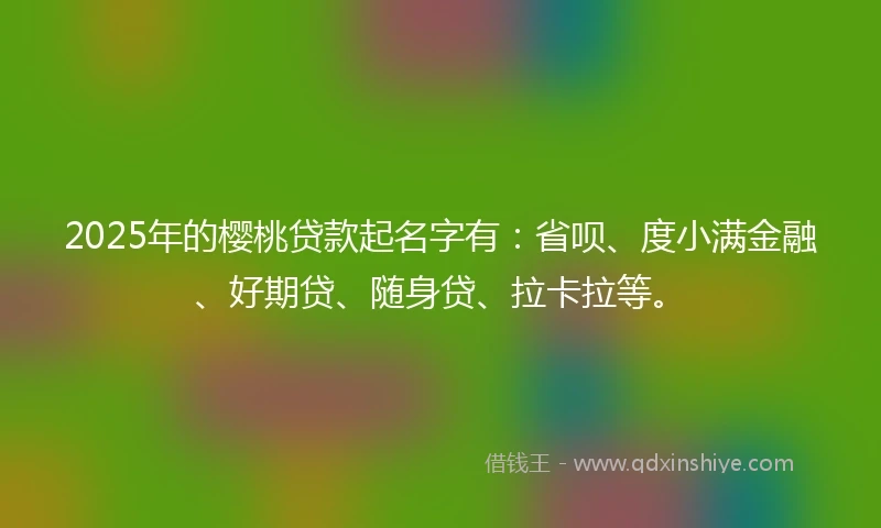 2025年的樱桃贷款起名字有：省呗、度小满金融、好期贷、随身贷、拉卡拉等。