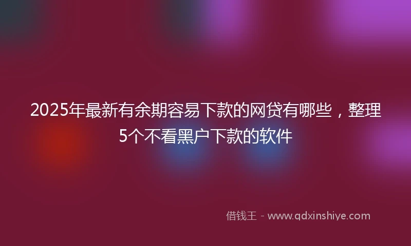 2025年最新有余期容易下款的网贷有哪些，整理5个不看黑户下款的软件