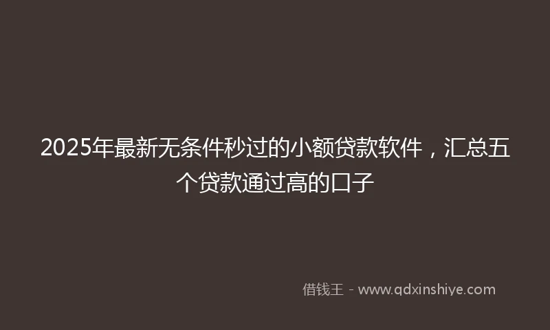 2025年最新无条件秒过的小额贷款软件，汇总五个贷款通过高的口子