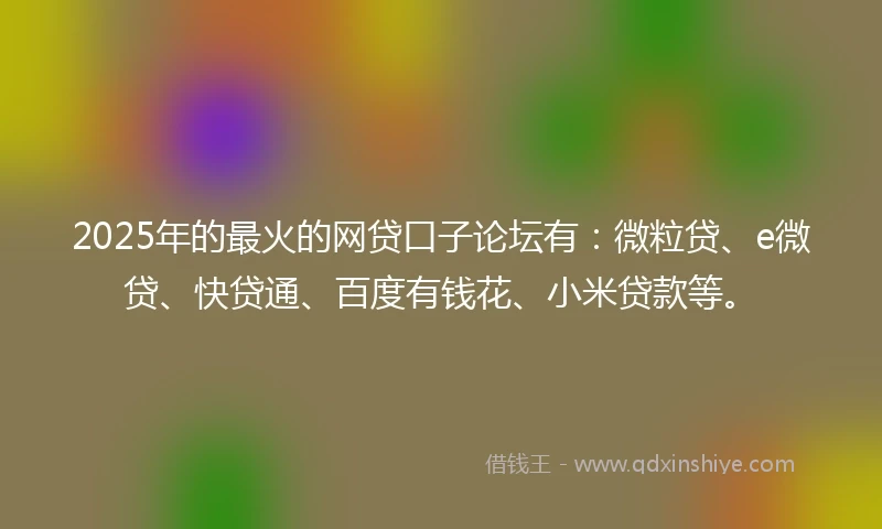2025年的最火的网贷口子论坛有：微粒贷、e微贷、快贷通、百度有钱花、小米贷款等。