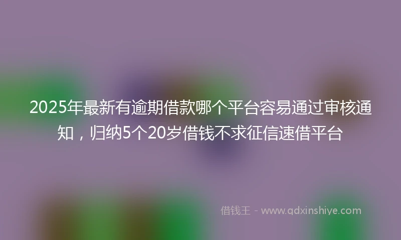 2025年最新有逾期借款哪个平台容易通过审核通知，归纳5个20岁借钱不求征信速借平台