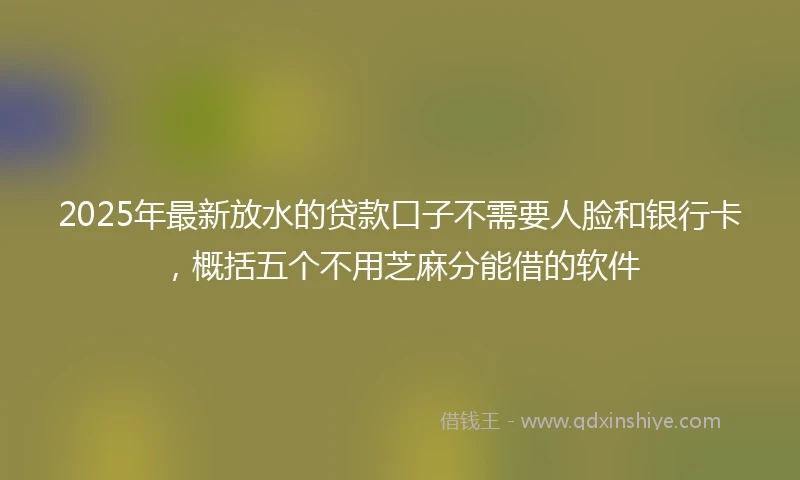 2025年最新放水的贷款口子不需要人脸和银行卡，概括五个不用芝麻分能借的软件