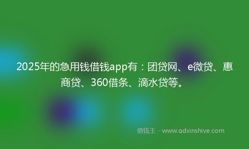 2025年的急用钱借钱app有：团贷网、e微贷、惠商贷、360借条、滴水贷等。