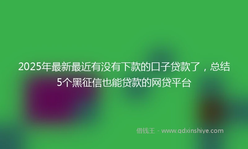 2025年最新最近有没有下款的口子贷款了，总结5个黑征信也能贷款的网贷平台