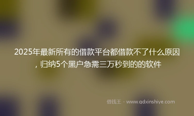 2025年最新所有的借款平台都借款不了什么原因，归纳5个黑户急需三万秒到的的软件