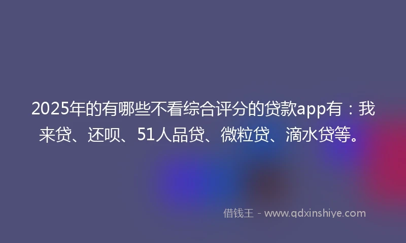 2025年的有哪些不看综合评分的贷款app有：我来贷、还呗、51人品贷、微粒贷、滴水贷等。