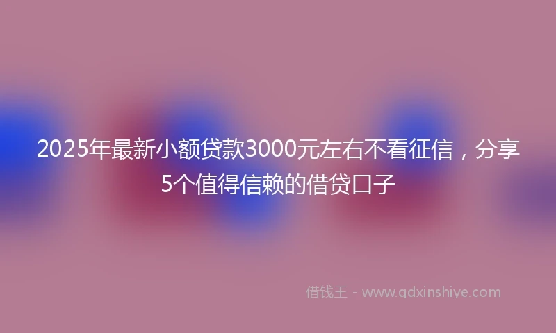 2025年最新小额贷款3000元左右不看征信，分享5个值得信赖的借贷口子