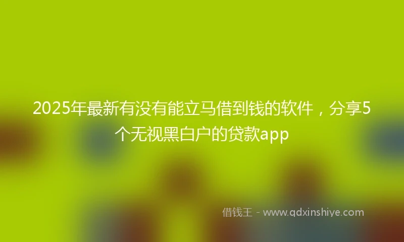 2025年最新有没有能立马借到钱的软件，分享5个无视黑白户的贷款app