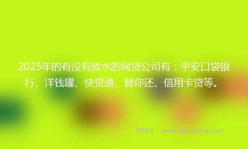 2025年的有没有放水的网贷公司有：平安口袋银行、洋钱罐、快贷通、替你还、信用卡贷等。