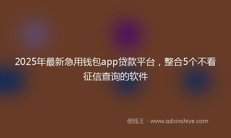 2025年最新急用钱包app贷款平台，整合5个不看征信查询的软件