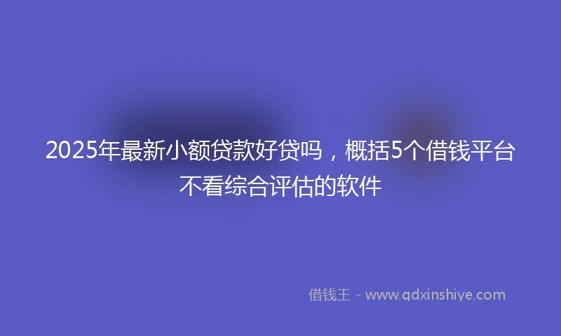 2025年最新小额贷款好贷吗，概括5个借钱平台不看综合评估的软件