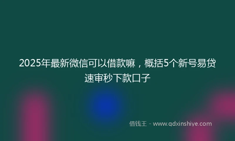 2025年最新微信可以借款嘛，概括5个新号易贷速审秒下款口子