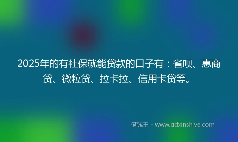2025年的有社保就能贷款的口子有：省呗、惠商贷、微粒贷、拉卡拉、信用卡贷等。