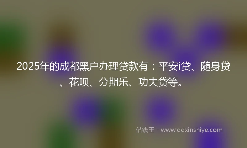 2025年的成都黑户办理贷款有：平安i贷、随身贷、花呗、分期乐、功夫贷等。