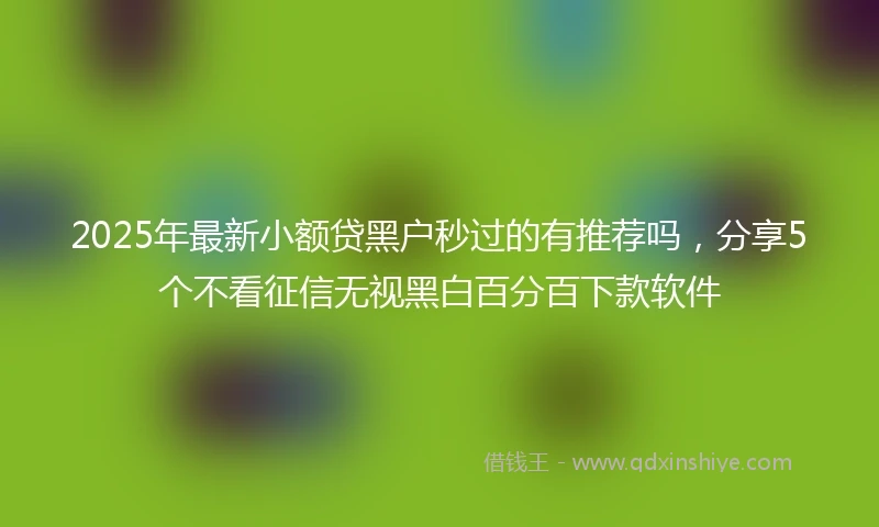 2025年最新小额贷黑户秒过的有推荐吗,分享5个不看征信无视黑白百分百下款软件