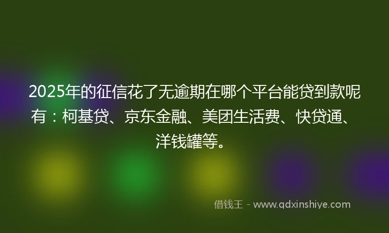 2025年的征信花了无逾期在哪个平台能贷到款呢有：柯基贷、京东金融、美团生活费、快贷通、洋钱罐等。