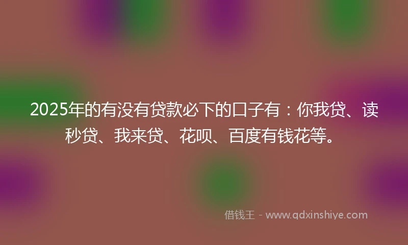 2025年的有没有贷款必下的口子有：你我贷、读秒贷、我来贷、花呗、百度有钱花等。
