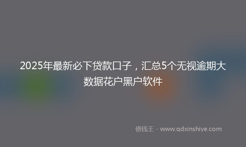 2025年最新必下贷款口子，汇总5个无视逾期大数据花户黑户软件