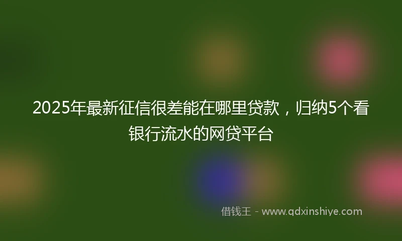 2025年最新征信很差能在哪里贷款，归纳5个看银行流水的网贷平台