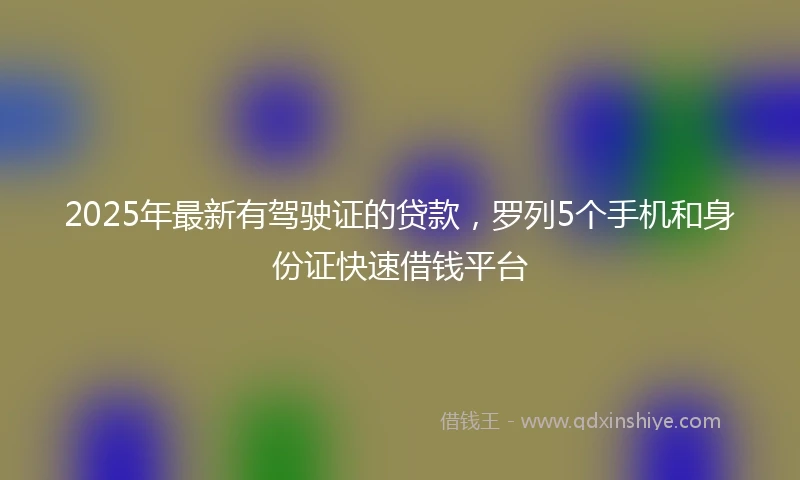 2025年最新有驾驶证的贷款，罗列5个手机和身份证快速借钱平台