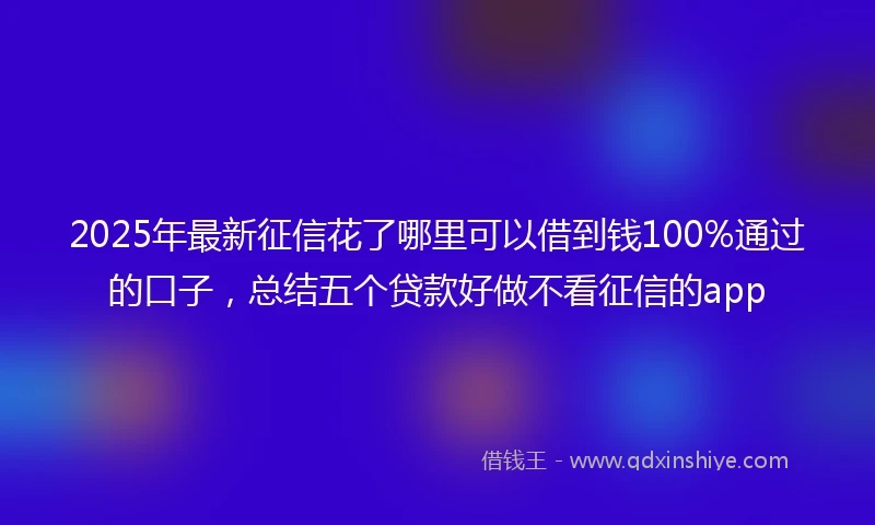 2025年最新征信花了哪里可以借到钱100%通过的口子，总结五个贷款好做不看征信的app