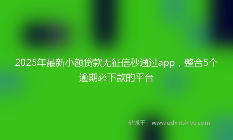 2025年最新小额贷款无征信秒通过app，整合5个逾期必下款的平台