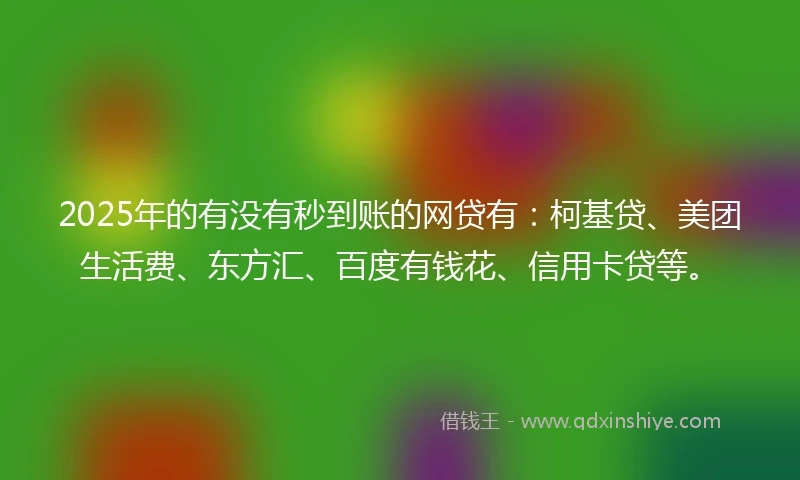 2025年的有没有秒到账的网贷有：柯基贷、美团生活费、东方汇、百度有钱花、信用卡贷等。