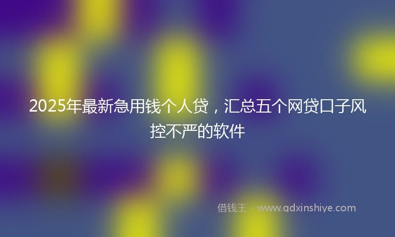 2025年最新急用钱个人贷，汇总五个网贷口子风控不严的软件
