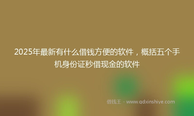 2025年最新有什么借钱方便的软件，概括五个手机身份证秒借现金的软件