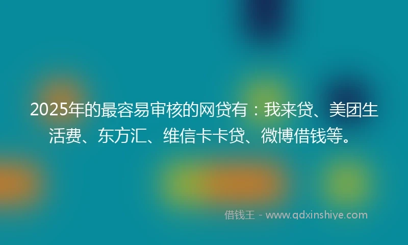 2025年的最容易审核的网贷有：我来贷、美团生活费、东方汇、维信卡卡贷、微博借钱等。