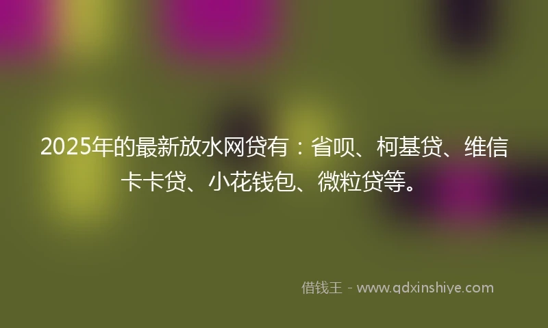 2025年的最新放水网贷有：省呗、柯基贷、维信卡卡贷、小花钱包、微粒贷等。