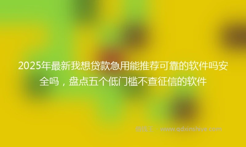 2025年最新我想贷款急用能推荐可靠的软件吗安全吗，盘点五个低门槛不查征信的软件