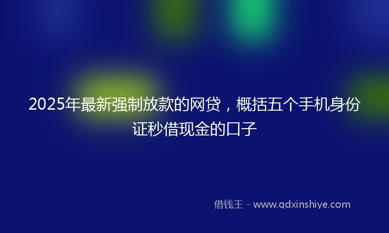 2025年最新强制放款的网贷，概括五个手机身份证秒借现金的口子