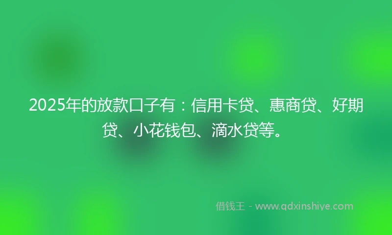 2025年的放款口子有：信用卡贷、惠商贷、好期贷、小花钱包、滴水贷等。