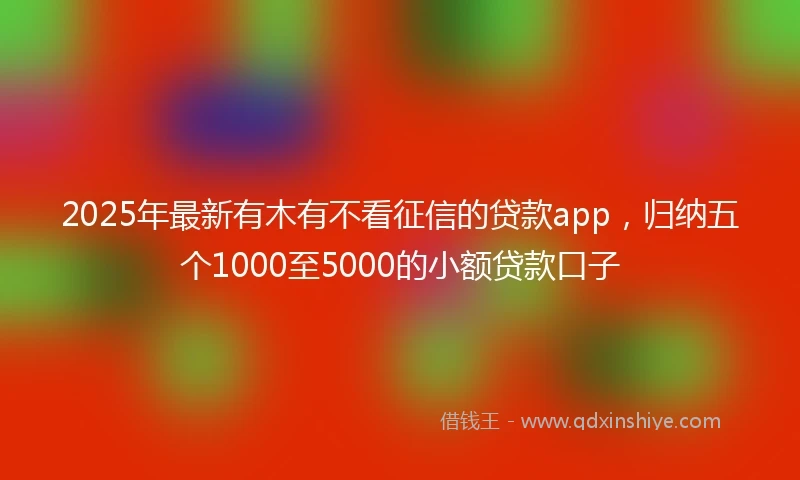2025年最新有木有不看征信的贷款app，归纳五个1000至5000的小额贷款口子