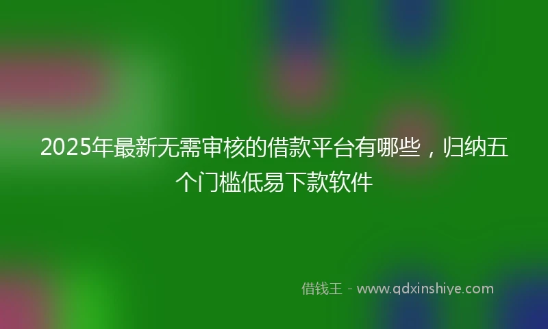 2025年最新无需审核的借款平台有哪些，归纳五个门槛低易下款软件