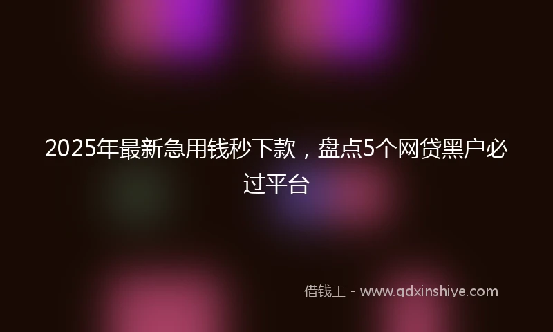 2025年最新急用钱秒下款，盘点5个网贷黑户必过平台