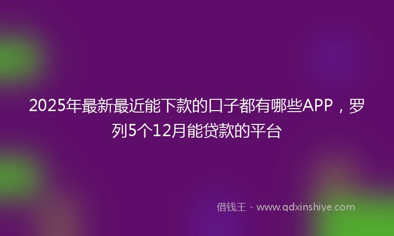 2025年最新最近能下款的口子都有哪些APP，罗列5个12月能贷款的平台