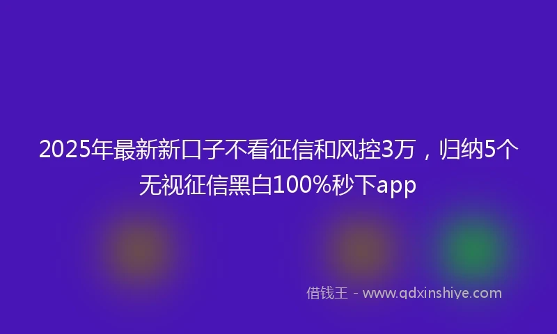 2025年最新新口子不看征信和风控3万，归纳5个无视征信黑白100%秒下app
